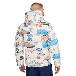 Nike Puffer Hooded Jacket Men's All Over Print Retro style Graphic Design M